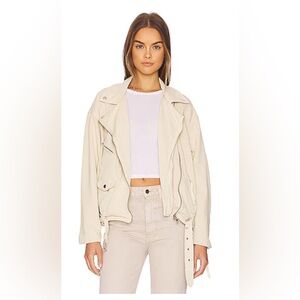 FREE PEOPLE Rebel Rebel Knit Moto Jacket in Vanilla Creme